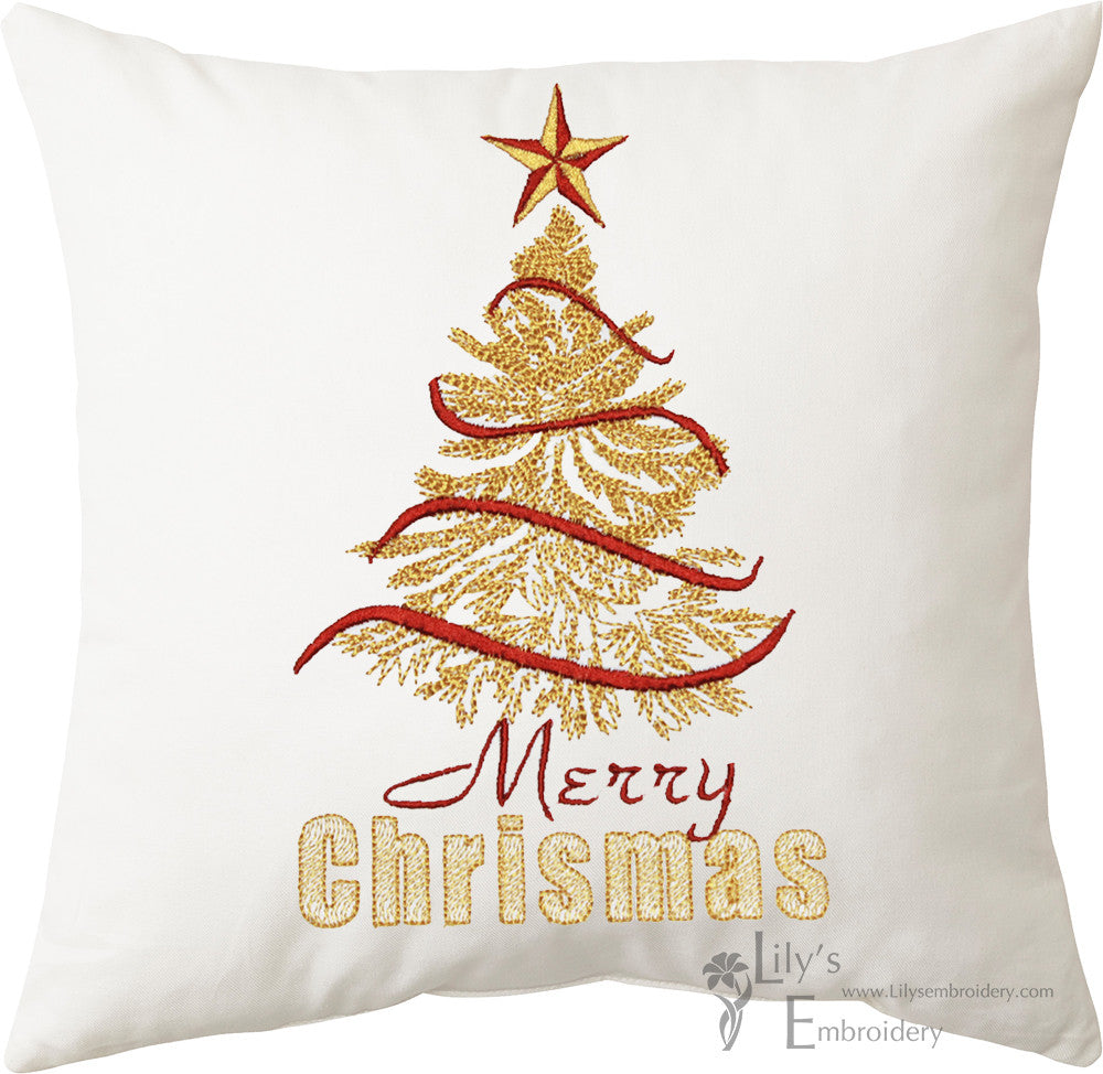 Gold Christmas Tree Machine Embroidery Designs - 4 Sizes