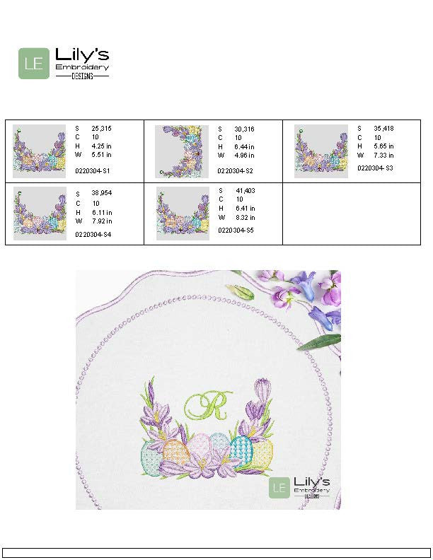 Easter Eggs & Crocus flowers Machine Embroidery Design 5 Sizes