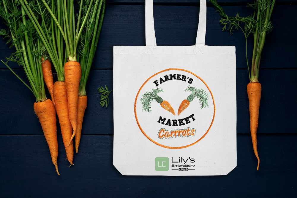 Carrots Farmer's Market Machine Embroidery Design 4 Sizes
