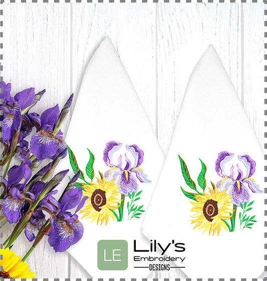 Sunflower Iris Machine Embroidery Design - 5 Sizes