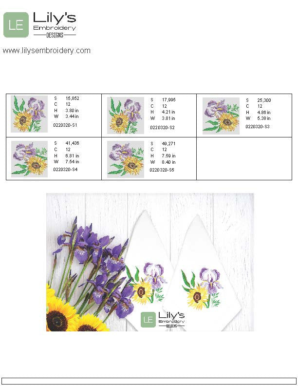 Sunflower Iris Machine Embroidery Design - 5 Sizes
