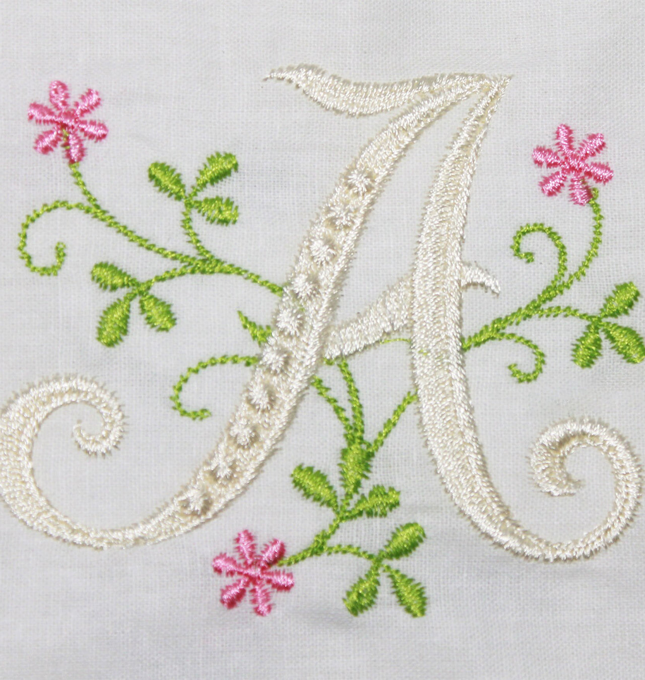 Elegant Floral Monogram Font Machine Embroidery Design