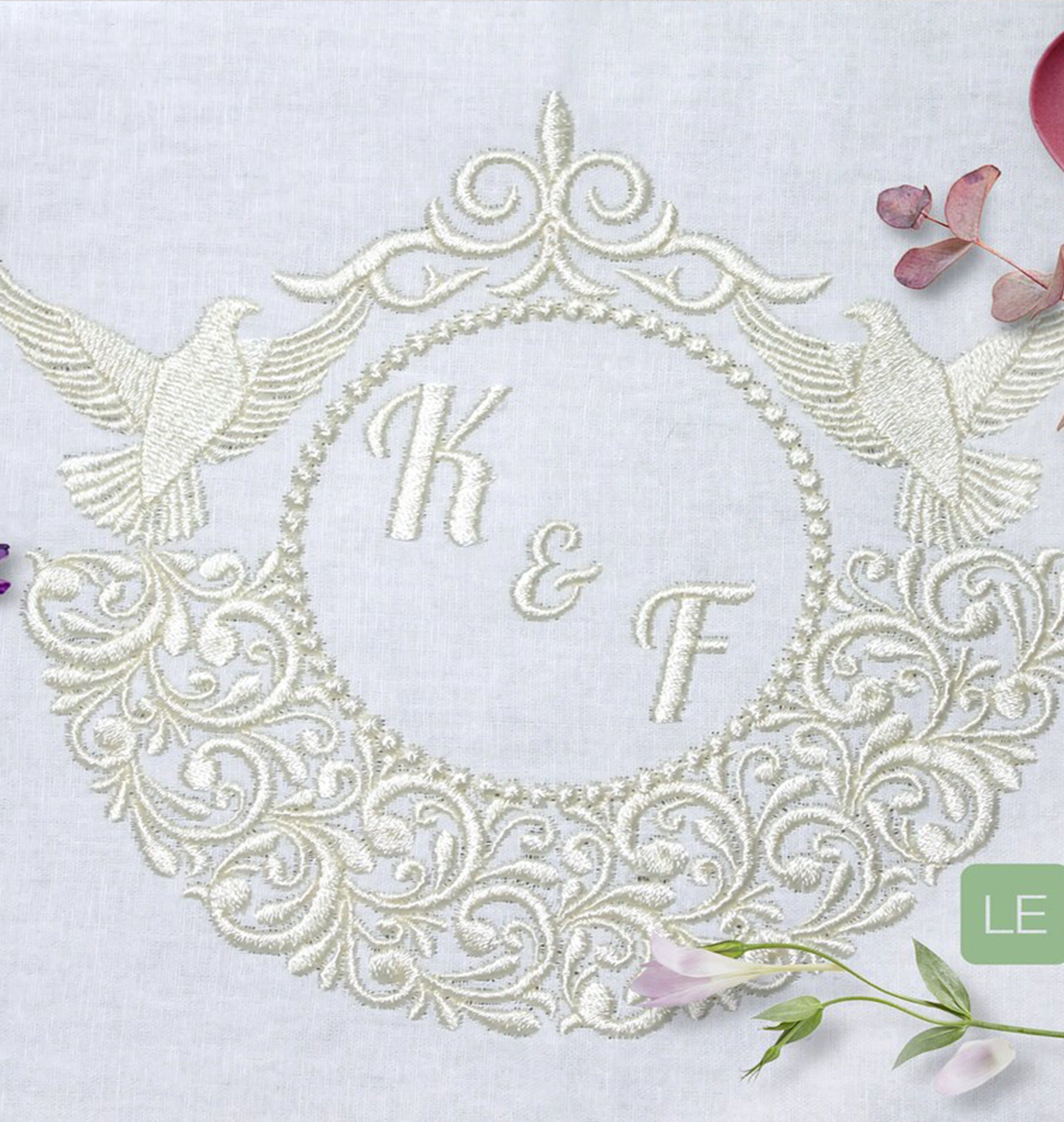 Wedding Machine String Vintage Wedding Monogram Frame with doves Machine Embroidery Design ...