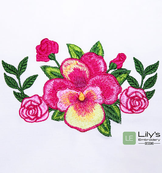 Pink Pansy Machine embroidery design