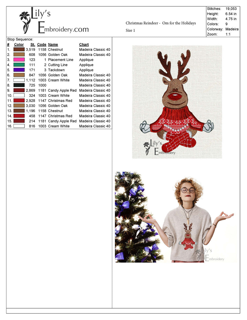 Omm.... Reindeer Appliqué Machine embroidery Design 3 sizes
