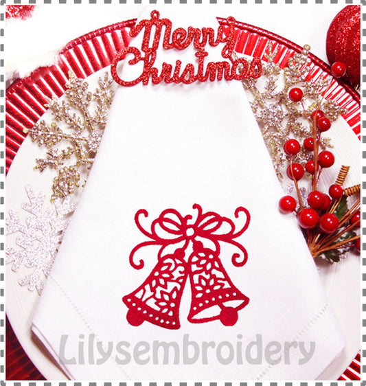 Christmas Bell Machine Embroidery Design in 5 Sizes