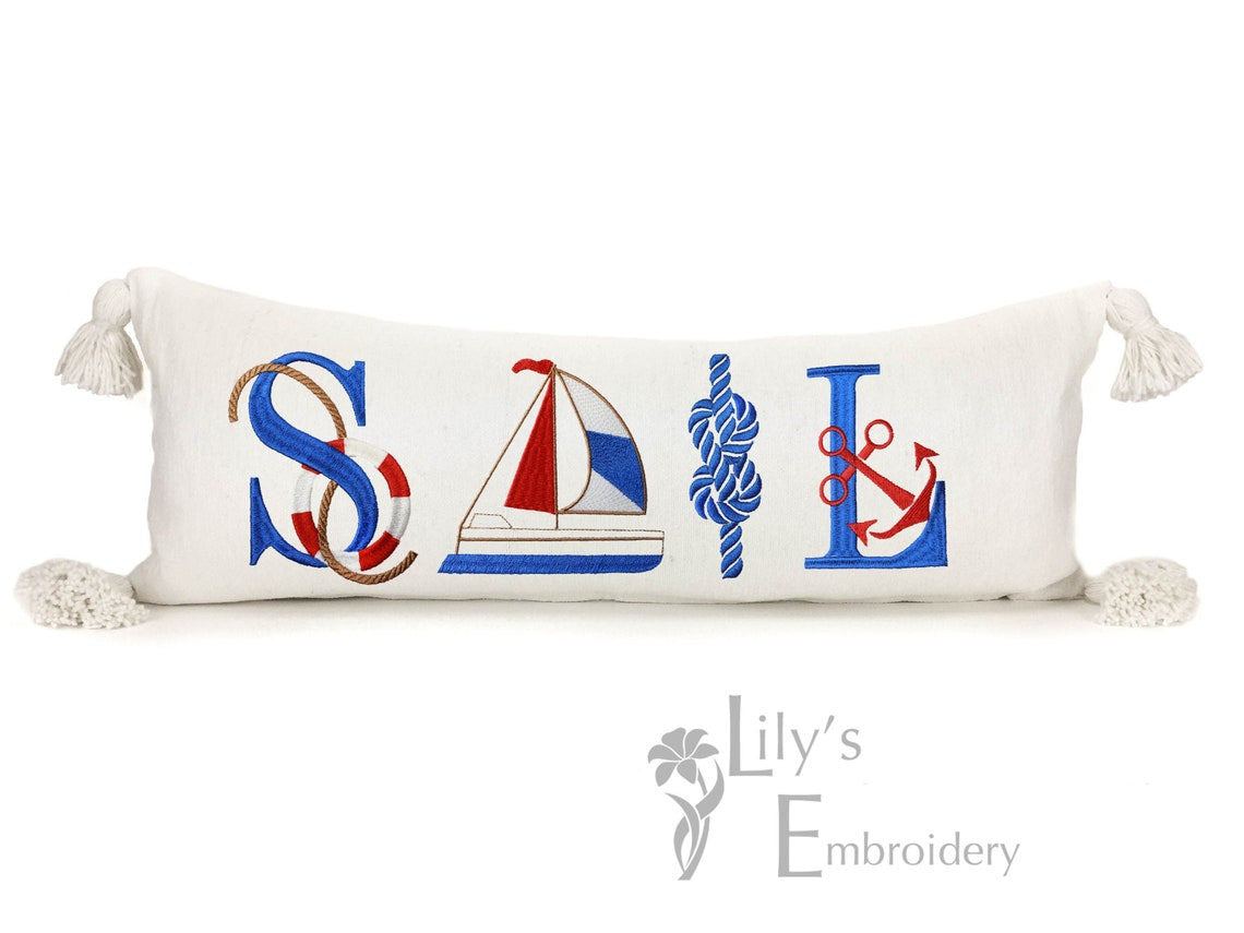 Nautical Machine Embroidery Designs - Sail set of 4 (3 sizes)