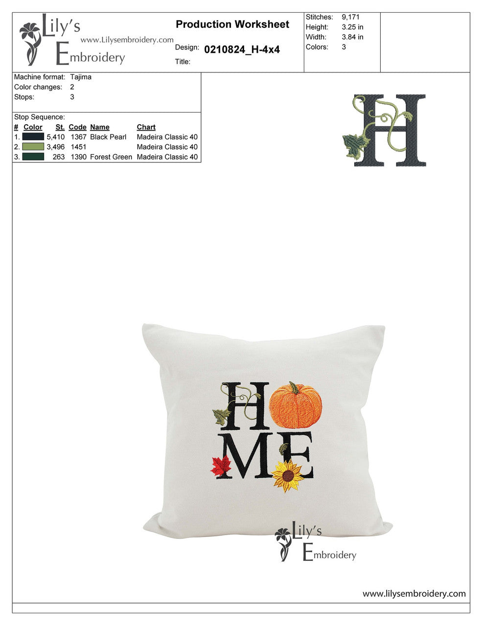 Home Machine Embroidery Design - Fall/ Pumpkin
