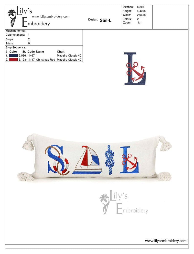 Nautical Machine Embroidery Designs - Sail set of 4 (3 sizes)