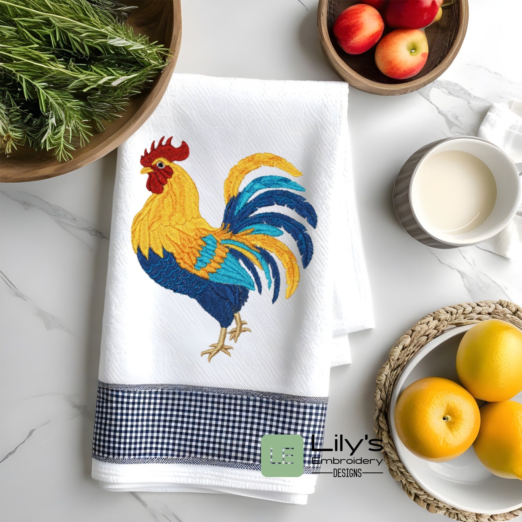 Rooster Machine Embroidery Design -Rustic Rooster Embroidery 5 Sizes ...