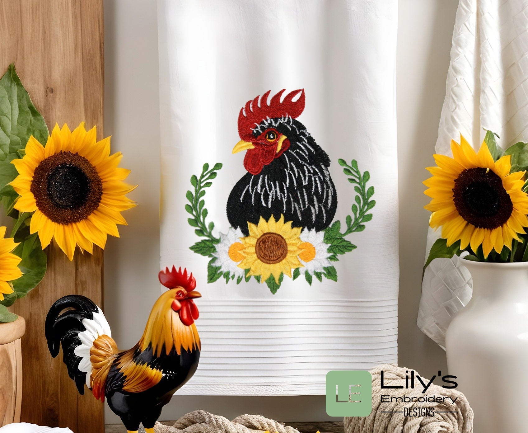 Black Rooster Machine Embroidery Design -Black Rooster Embroidery 5 ...