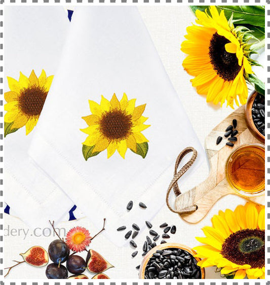 Autumn Sunflower Machine Embroidery Design  - 3 Sizes