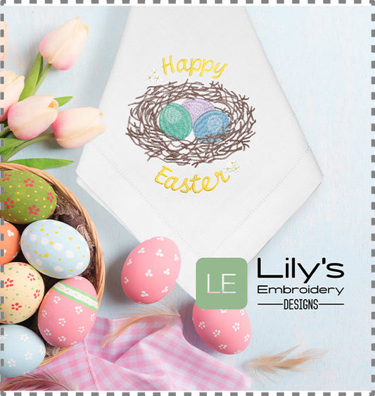 Happy Easter Machine Embroidery Design (5 Sizes)