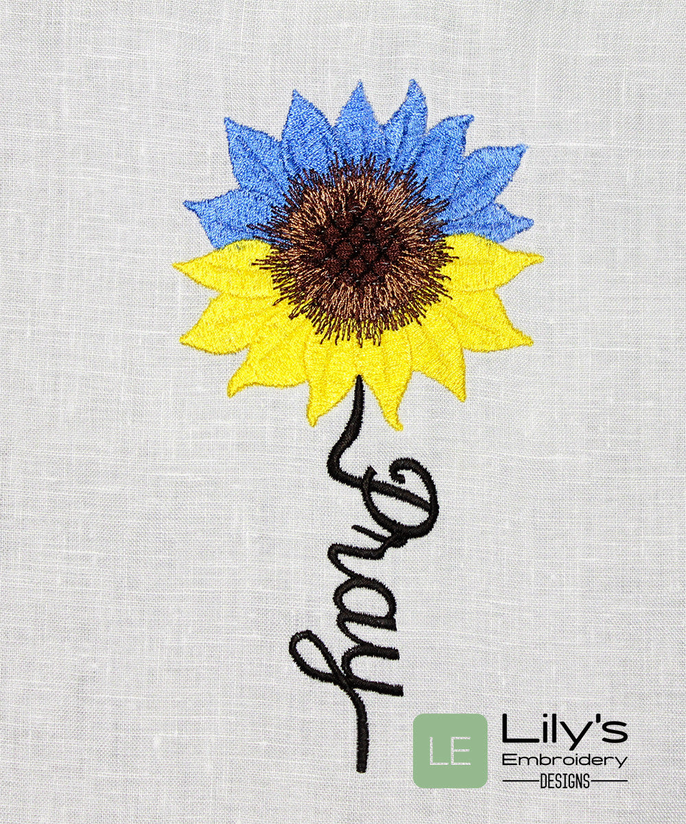 Pray for Ukraine Sunflower Machine Embroidery Design 6 Sizes- FREE