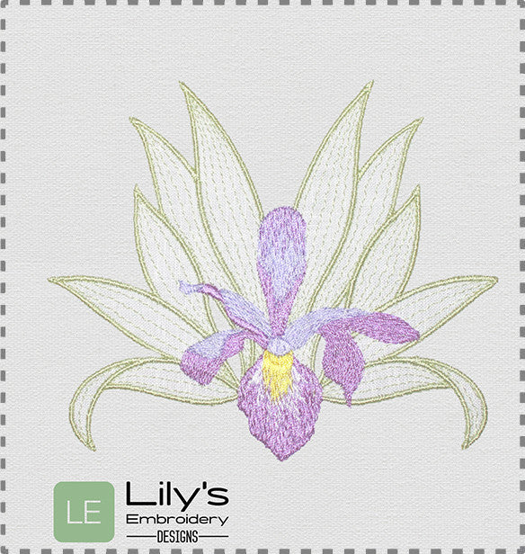 Blooming Iris Machine Embroidery Design 4 Sizes