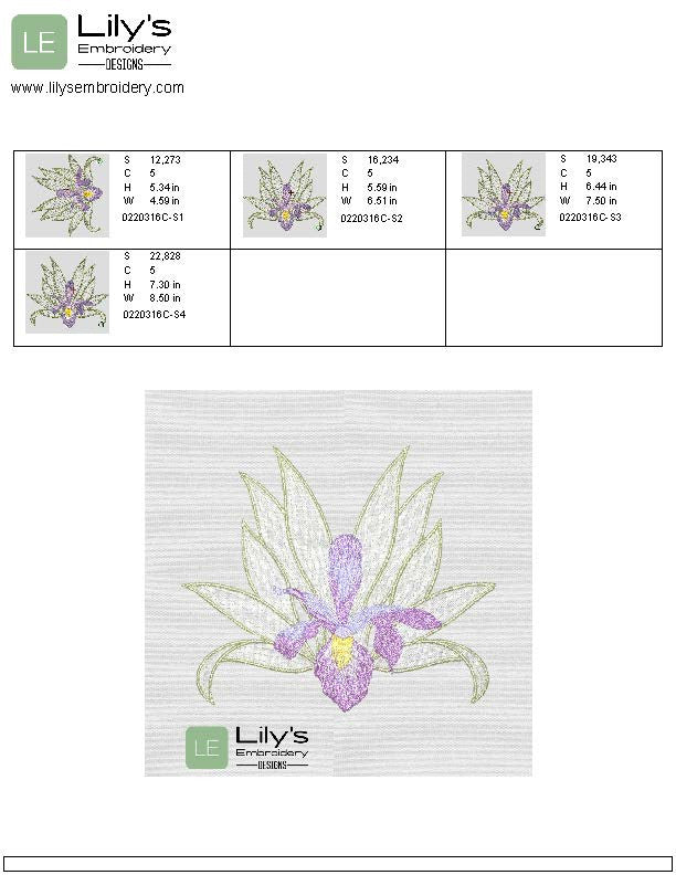 Blooming Iris Machine Embroidery Design 4 Sizes