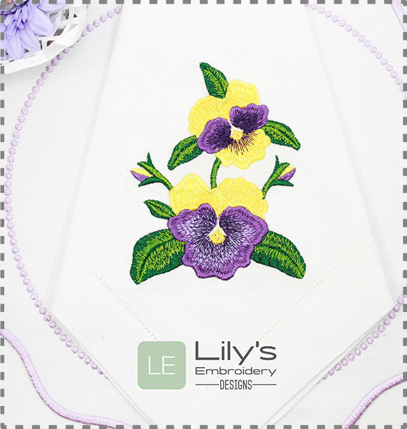 Pansies Bouquet Machine Embroidery Design - 6 Sizes