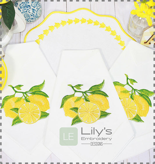 Zesty Lemons  Machine Embroidery Designs- 4 Sizes