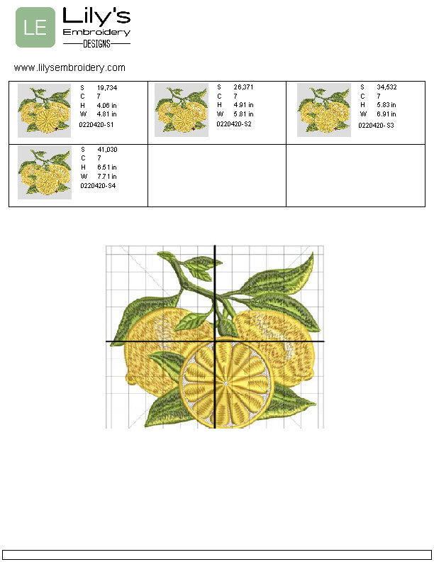 Zesty Lemons  Machine Embroidery Designs- 4 Sizes