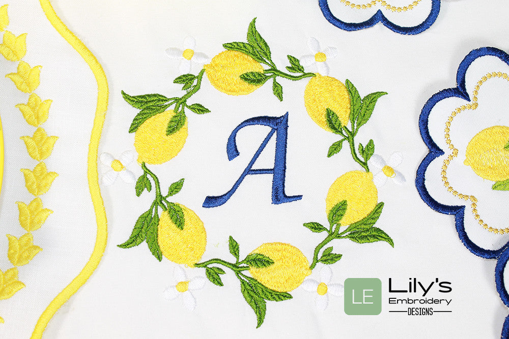 Lemons Wreath Machine Embroidery Designs- 5 Sizes