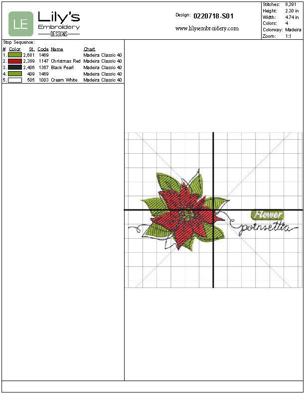 Christmas Poinsettia  Machine Embroidery Designs