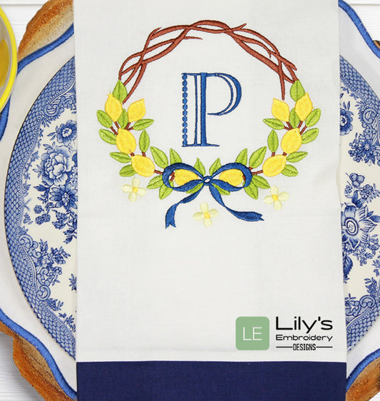 Rustic Lemon Wreath Machine Embroidery Designs