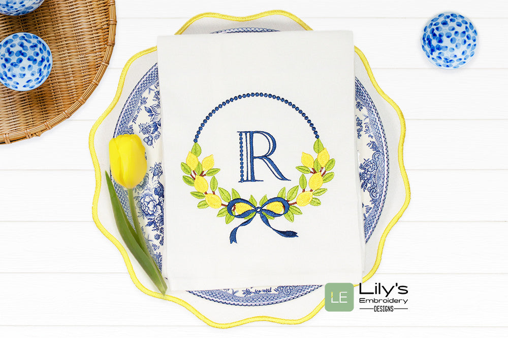Lemon Wreath Machine Embroidery Designs 5 sizes