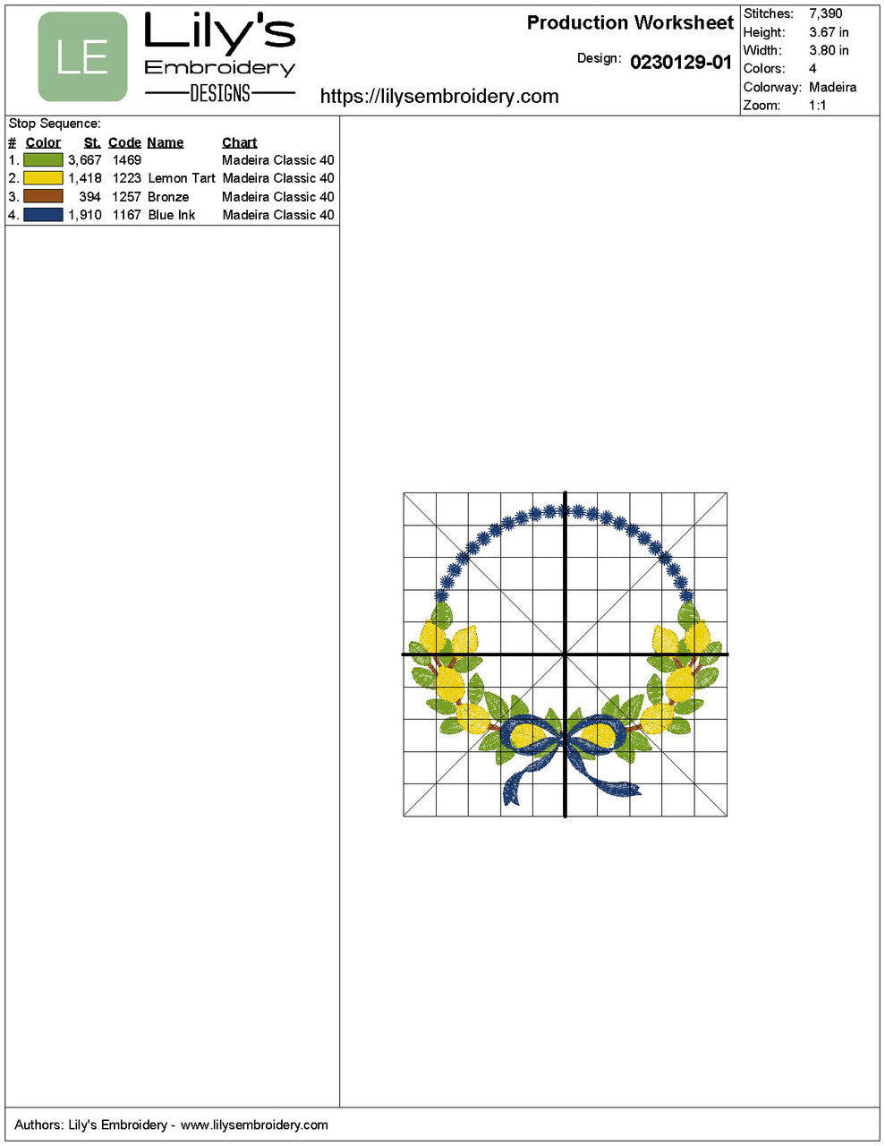 Lemon Wreath Machine Embroidery Designs 5 sizes