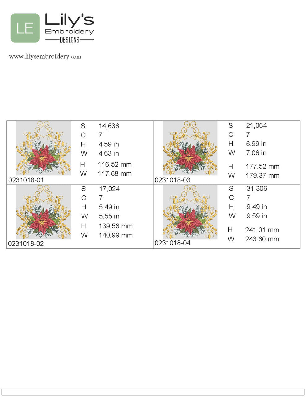 Christmas Elegance: Poinsettia Machine Embroidery Designs 4 sizes