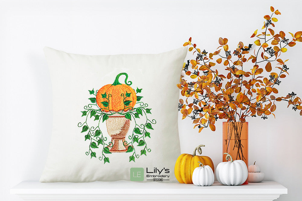 Mega Hoop Topiary Pumpkin Machine Embroidery Designs