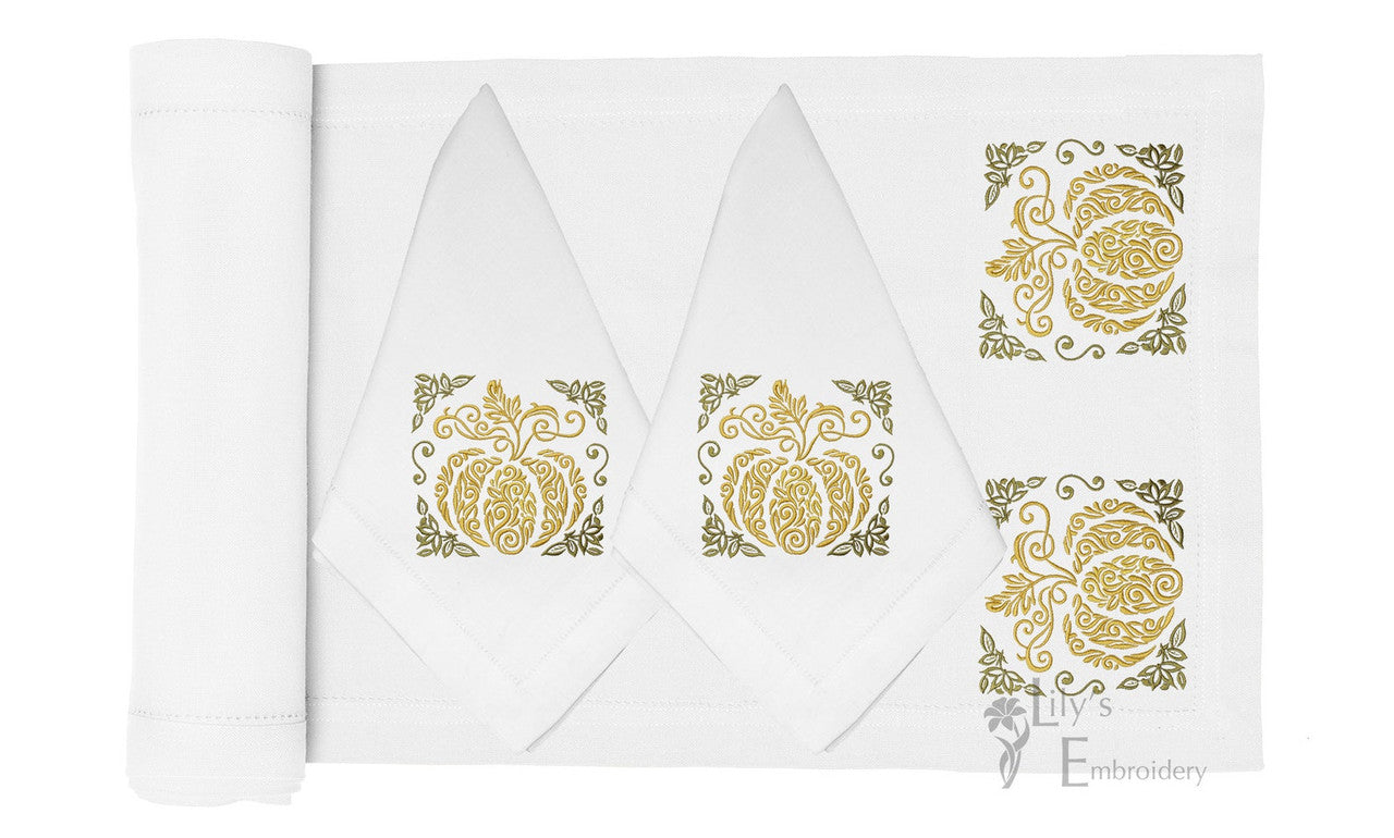 Floral Pumpkin Machine Embroidery Design - 5 Sizes