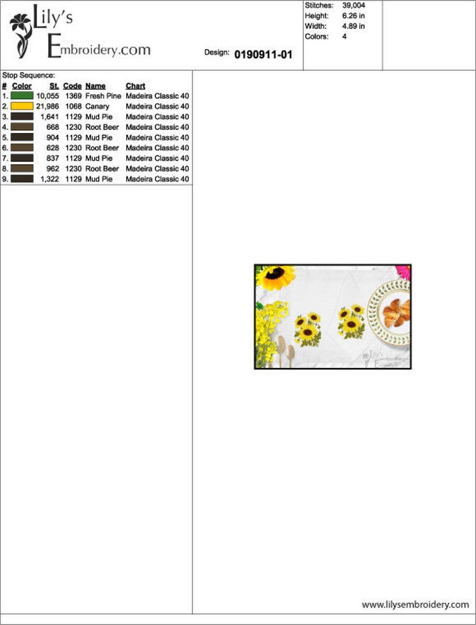 Sunflowers Machine Embroidery Design - 3 Sizes