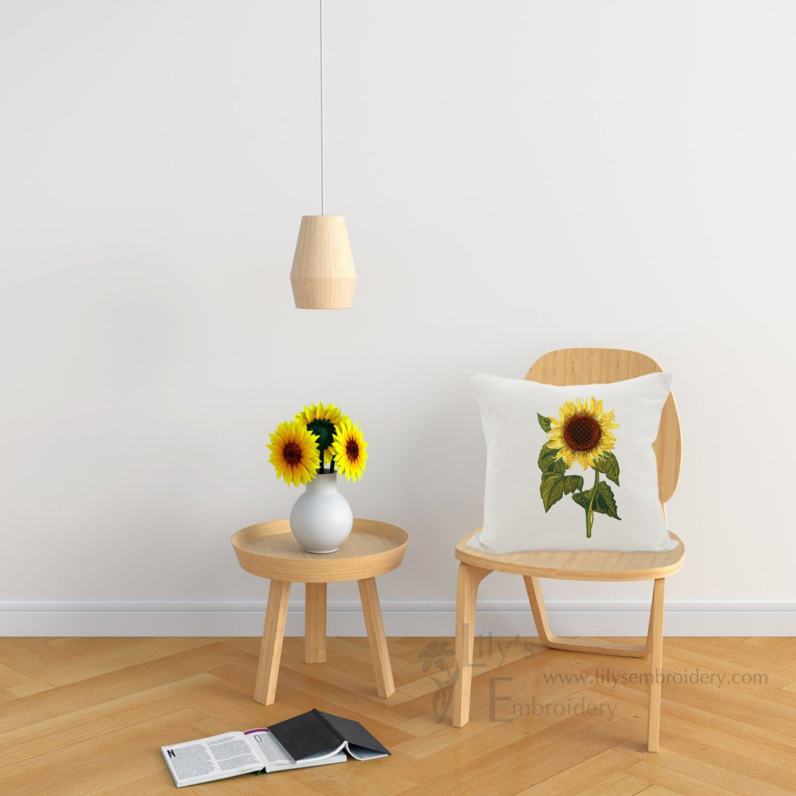 Elegant Sunflower Machine Embroidery Design
