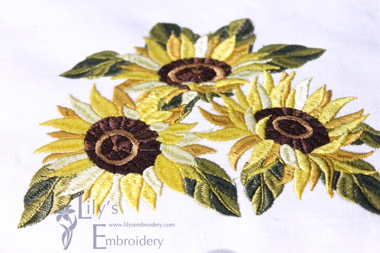 Machine Embroidery Design - Sunflowers Bouquet - 4 Sizes