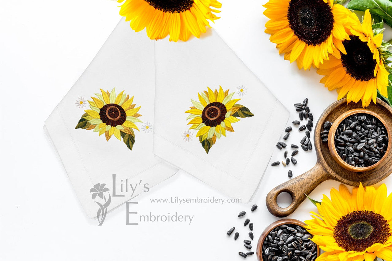 Machine Embroidery Design Sunflower  Single- 3 Sizes