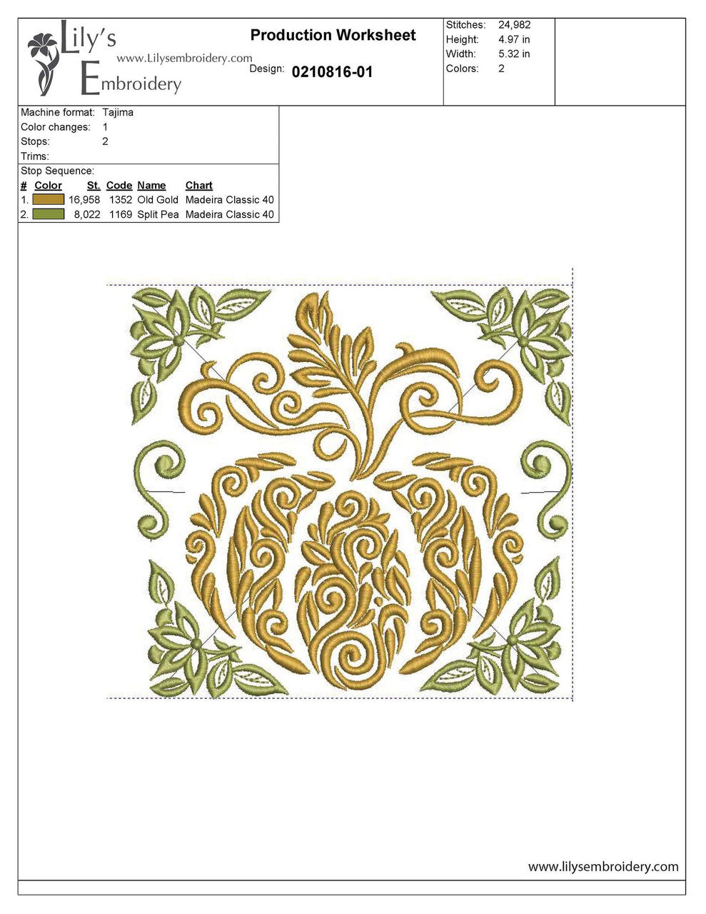 Floral Pumpkin Machine Embroidery Design - 5 Sizes