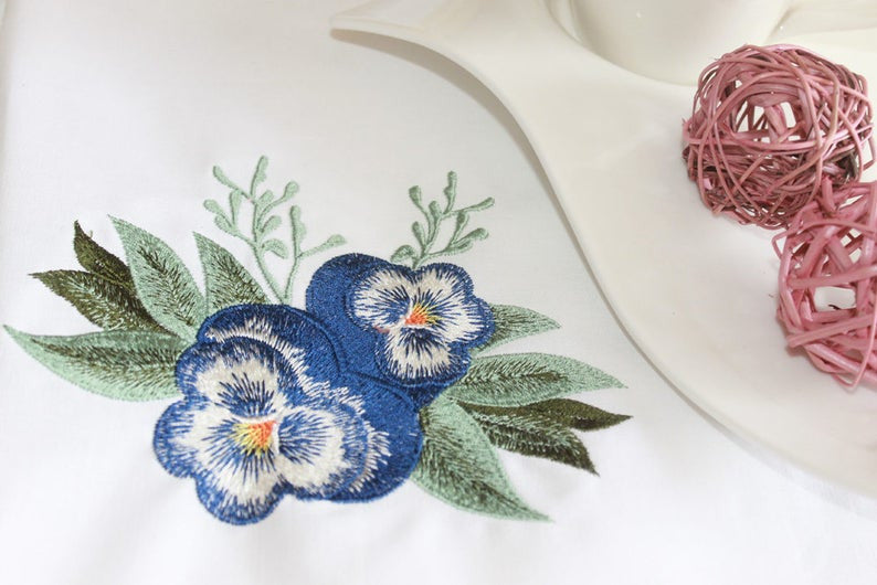 Machine Embroidery Design - Elegant Pansies  Design