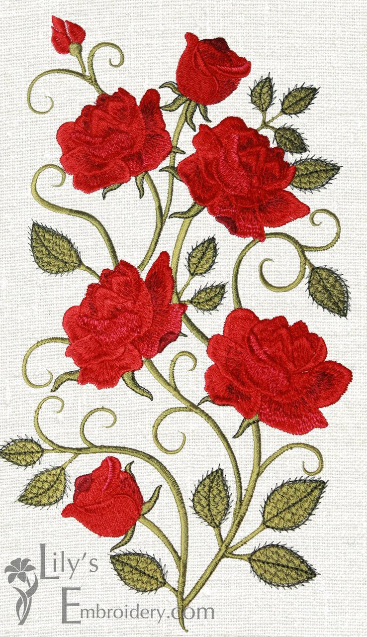 Machino Roses Machine Embroidery Design | Red Roses Border β Lily's Embroidery Designs